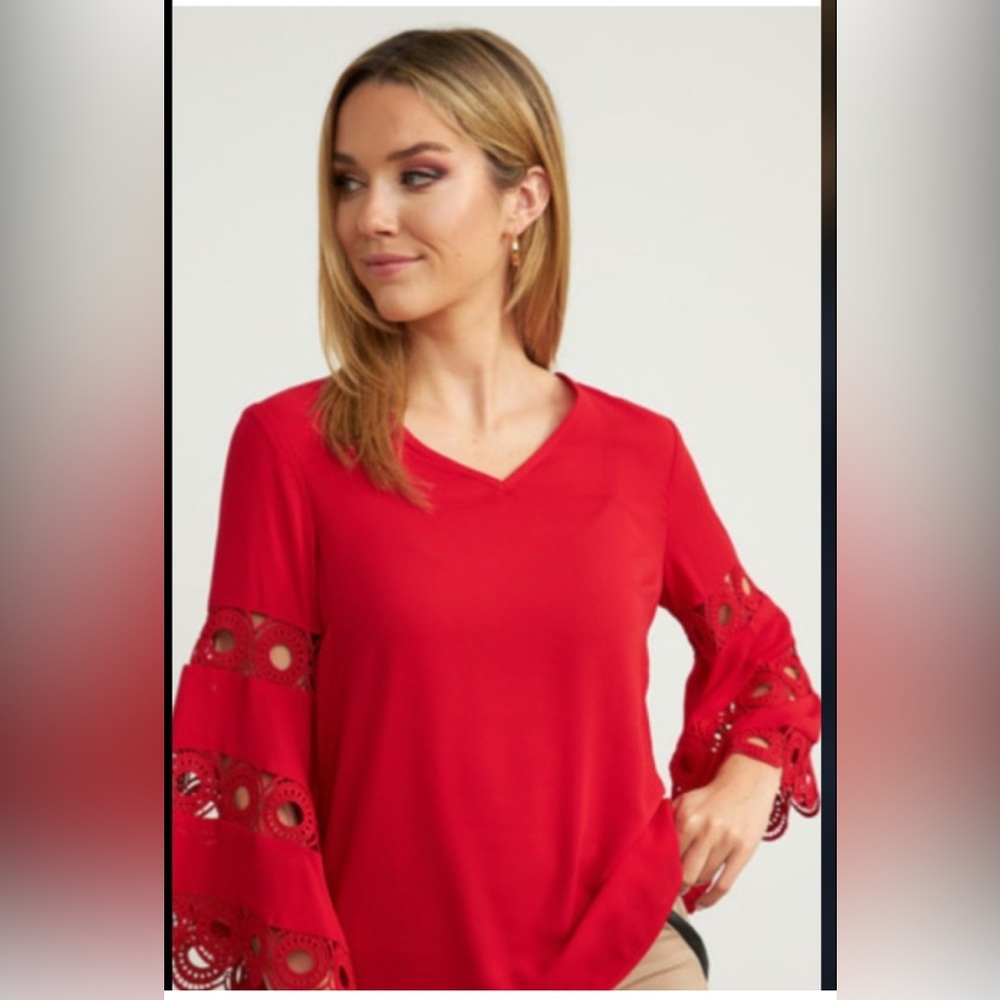 Joseph Ribkoff Lipstick Red Cut Out Top